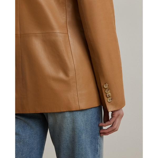 Caramel Double-Breasted Lambskin Blazer Lauren 6