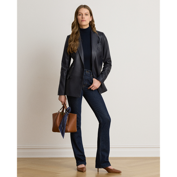 Lauren Navy Double-Breasted Lambskin Blazer Lauren 4