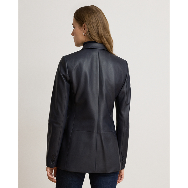 Lauren Navy Double-Breasted Lambskin Blazer Lauren 5