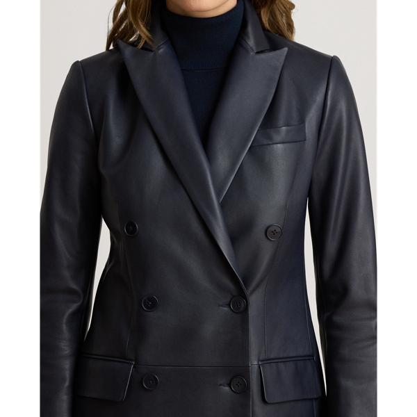 Lauren Navy Double-Breasted Lambskin Blazer Lauren 6