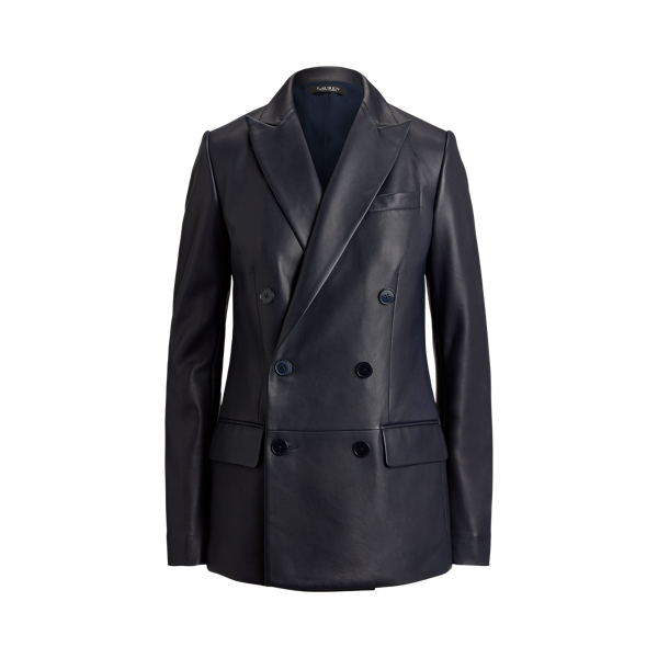Lauren Navy Double-Breasted Lambskin Blazer Lauren 2