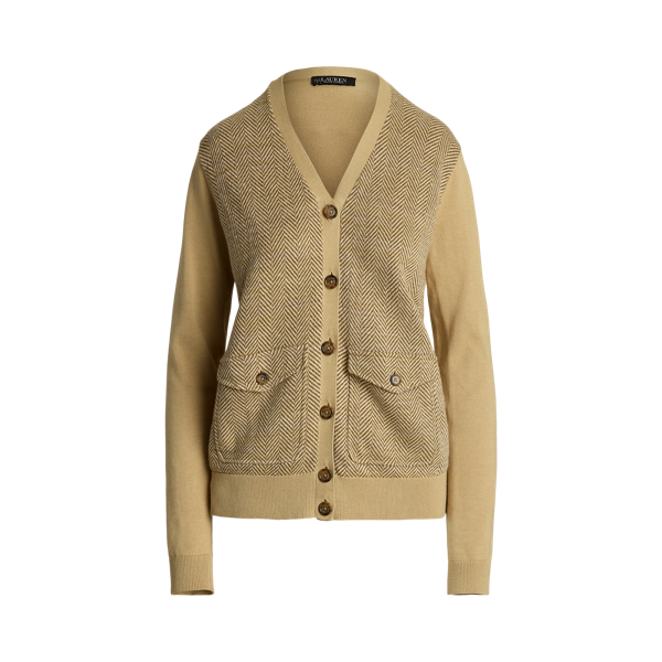 Cardigan col en V en jersey à chevrons