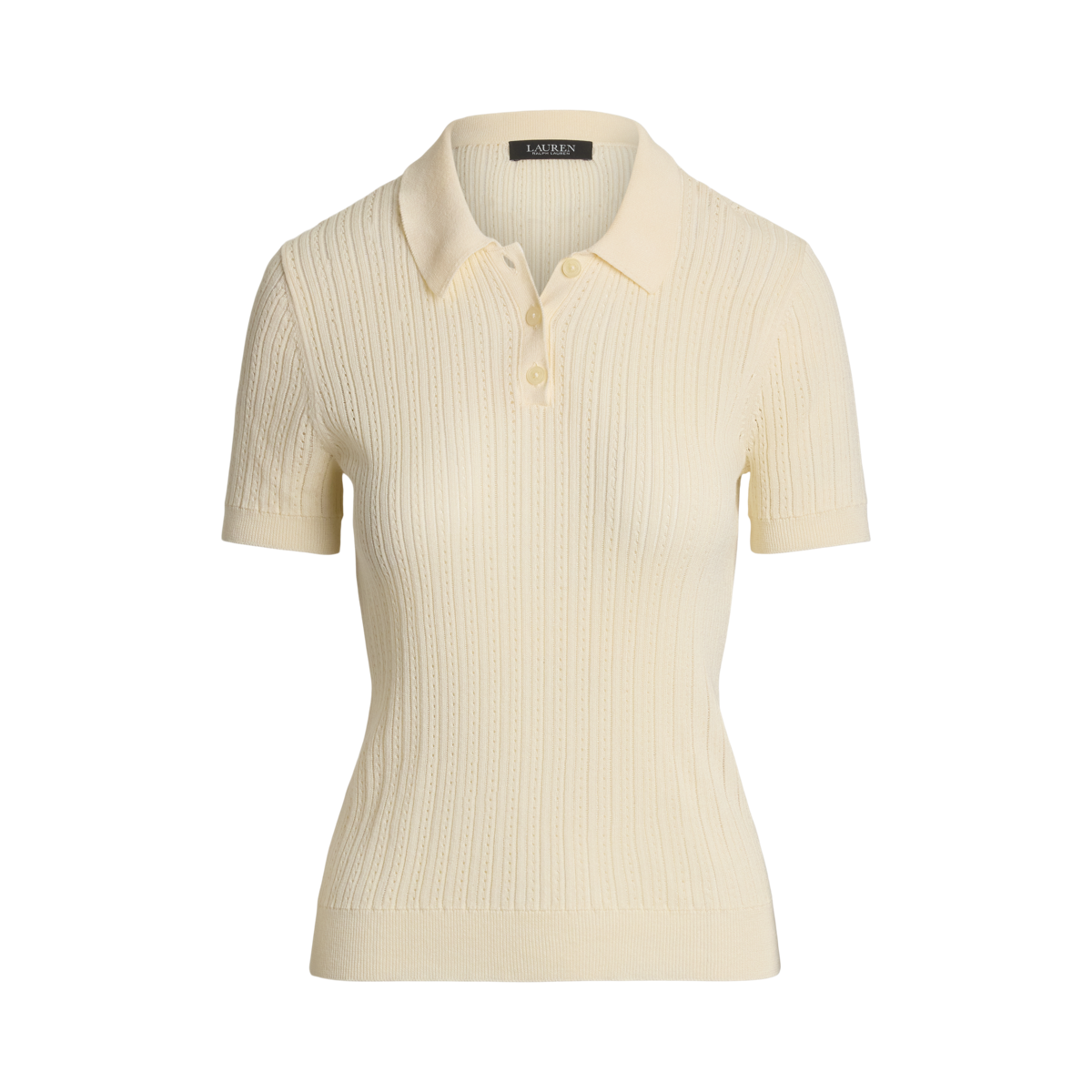 Pointelle-Knit Cotton-Blend Polo Sweater