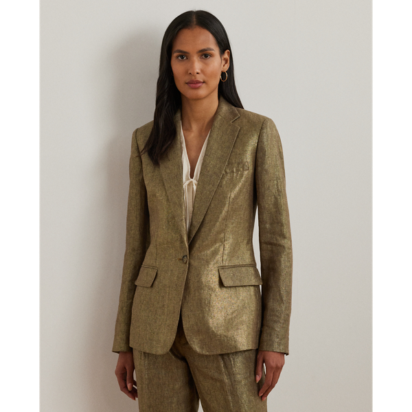 Metallic Bronze Blazer aus Stretchsamt Lauren 1