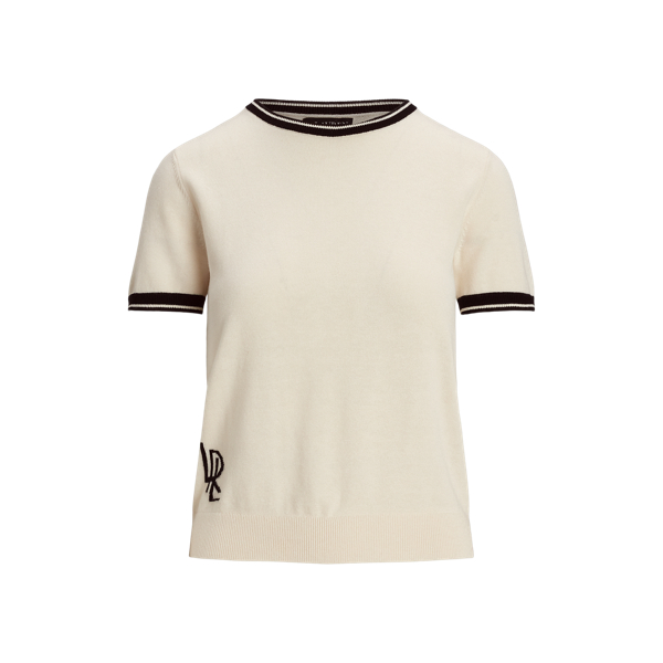 Two-Tone Logo Short-Sleeve Sweater