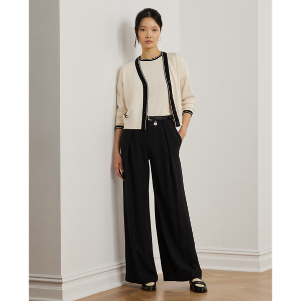 Two-Tone Cotton-Blend Cardigan