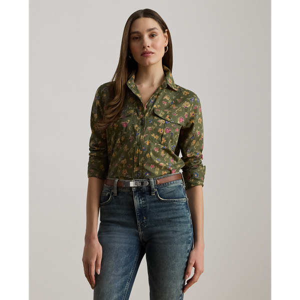Chemise classique fleurie voile de coton