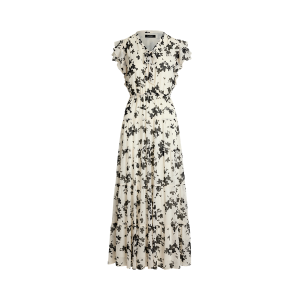 Floral Belted Faille Cocktail Dress