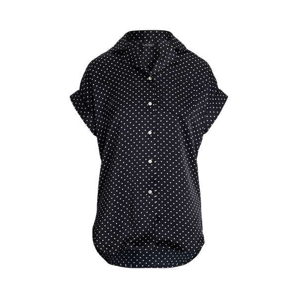 Polka-Dot Charmeuse Camp Shirt Lauren 1