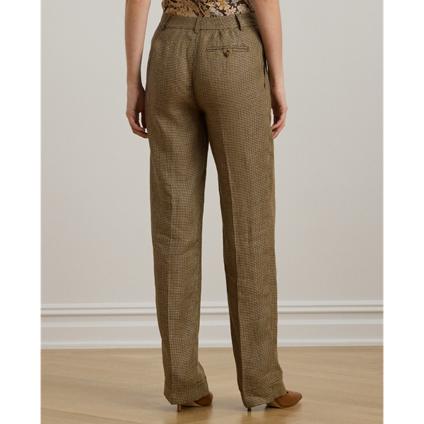 ローレン ラルフ ローレン LAUREN RALPH LAUREN ハウンドトゥース プリーテッド リネン ツイル パンツ （200ブラウン） ハウンドトゥース プリーテッド リネン ツイル パンツ | ラルフ