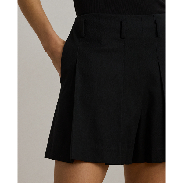 Pleated High-Rise Cotton-Blend Short