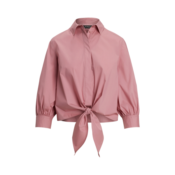 Tie-Waist Stretch-Cotton Blend Shirt