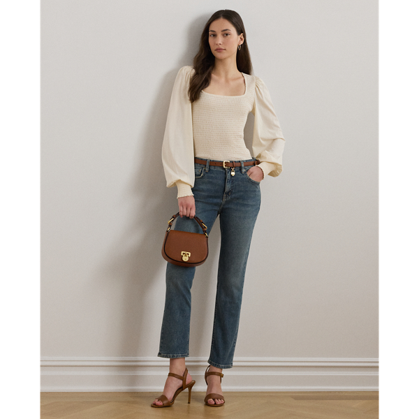 売れ筋商品|||ラルフローレン Tシャツ レディース トップス SMOCKED JERSEY BLOUSON SLEEVE TOP - Long sleeved top - mascarpone cream s7-AI200963867001_alternate1?$