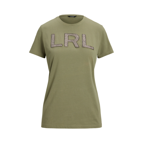 Beaded-Logo Cotton Jersey T-Shirt