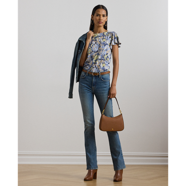 売れ筋商品|||ラルフローレン Tシャツ レディース トップス FLORAL SLUB JERSEY FLUTTER SLEEVE TOP - Print T-shirt - blue/multi-colored Floral Slub Jersey Flutter-Sleeve Top for Women | Ralph