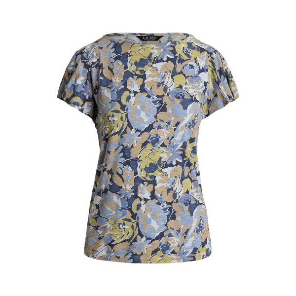 売れ筋商品|||ラルフローレン Tシャツ レディース トップス FLORAL SLUB JERSEY FLUTTER SLEEVE TOP - Print T-shirt - blue/multi-colored Floral Slub Jersey Flutter-Sleeve Top for Women | Ralph