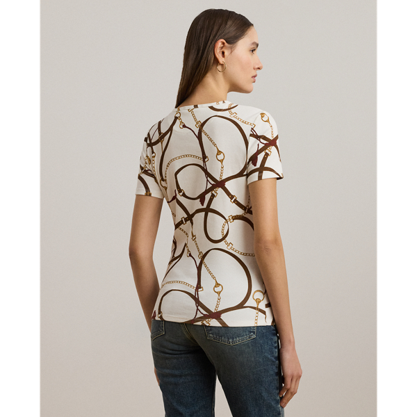 売れ筋商品|||ラルフローレン Tシャツ レディース トップス BELTING PRINT COTTON BLEND CREWNECK TEE - Print T-shirt - cream/multi-colored Belting-Print Cotton-Blend Crewneck Tee
