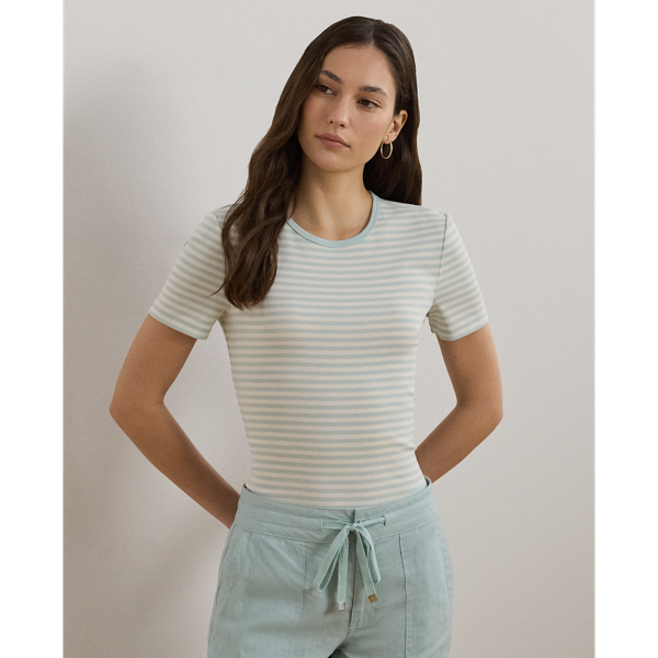 T-shirt à col rond en coton stretch rayé
