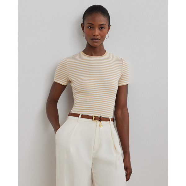 ラルフ・ローレン Lauren Ralph Lauren Petite Striped ストレッチ Cotton Crewneck Tee レディース Striped Stretch Cotton Crewneck Tee