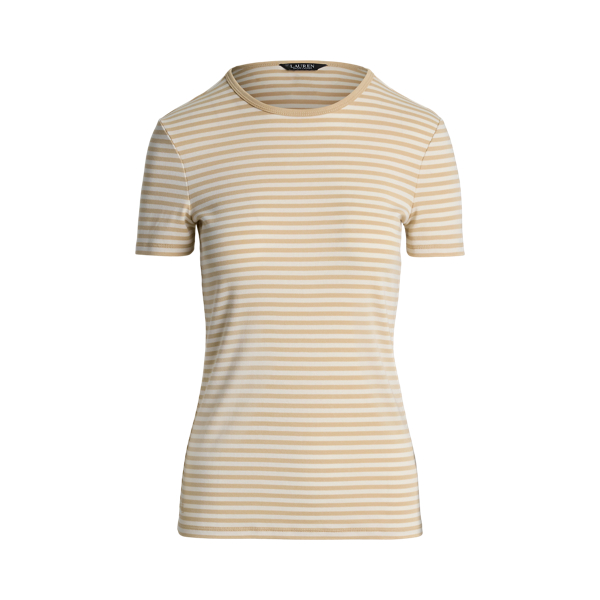 T-shirt &agrave; col rond en coton stretch ray&eacute;
