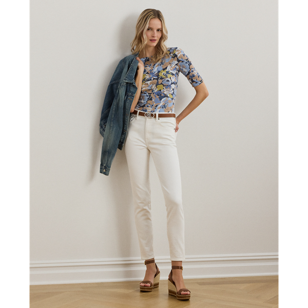 Floral Stretch Cotton Boatneck Tee