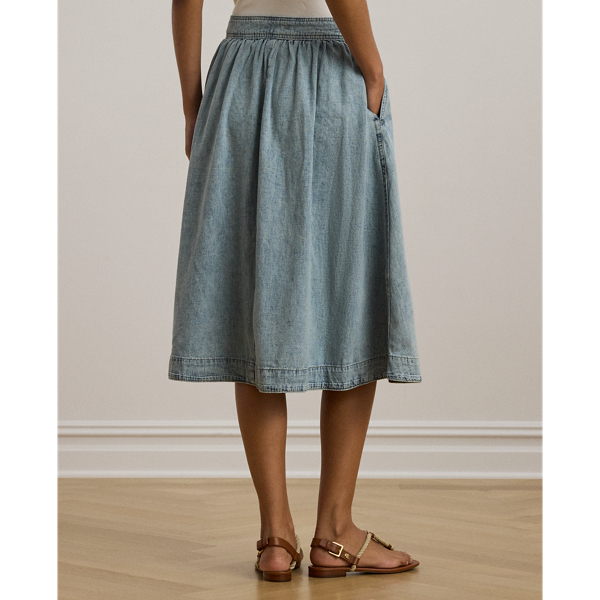 Alicia Wash Button-Front Denim Skirt Lauren 5