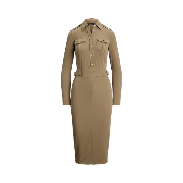 Belted Stretch Jersey Shirtdress Lauren 1
