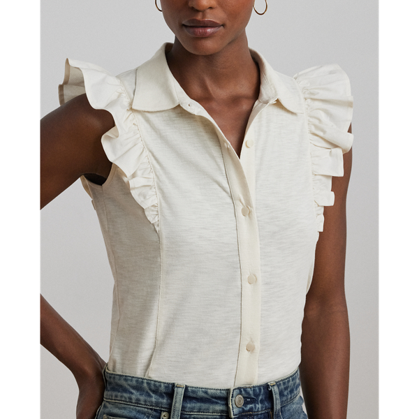 売れ筋商品|||ラルフローレン カットソー トップス レディース Women's Ruffle-Trim Jersey Sleeveless Shirt Rose Mauve Ruffle-Trim Jersey Sleeveless Shirt for Women | Ralph Lauren® QA