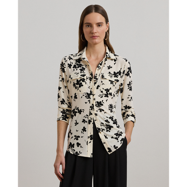 ラルフ・ローレン Lauren Ralph Lauren Slim Fit Print ストレッチ Jersey Shirt レディース Sweate Slim Fit Floral Stretch Jersey Shirt
