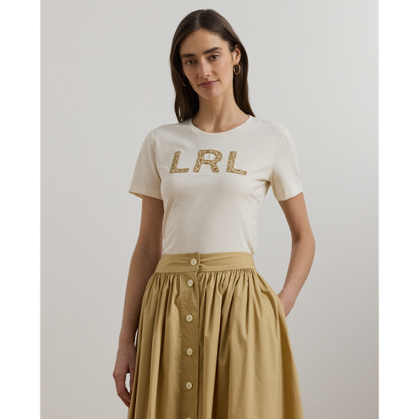 Mascarpone Cream Baumwolljersey-T-Shirt mit Logo Lauren 1