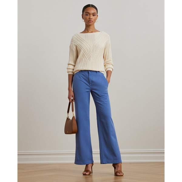 Medium Blue Wash Baumwolltwillhose mit weitem Bein Lauren 1