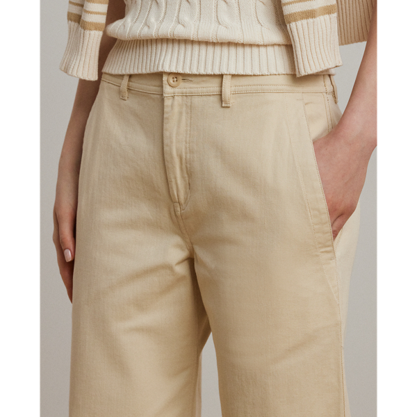 Cotton Twill Wide-Leg Pant
