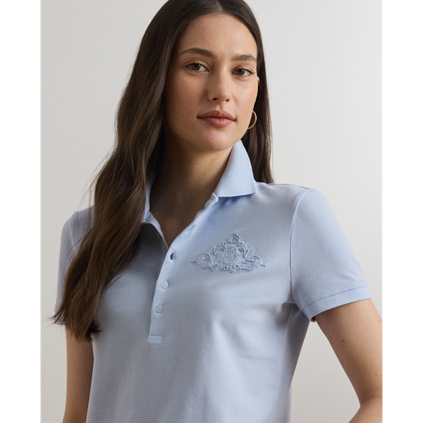 Floral-Logo Cotton Piqué Polo Shirt