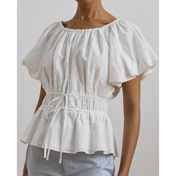 ラルフ・ローレン Lauren Ralph Lauren Eyelet Cotton Voile Peplum Blouse レディース シャツ トッ Eyelet Cotton Voile Peplum Blouse for Women | Ralph Lauren® JO