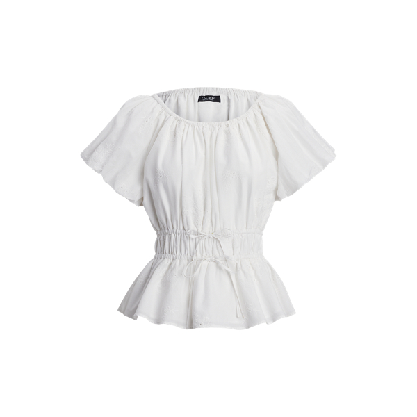 ラルフ・ローレン Lauren Ralph Lauren Eyelet Cotton Voile Peplum Blouse レディース シャツ トッ Eyelet Cotton Voile Peplum Blouse for Women | Ralph Lauren® JO