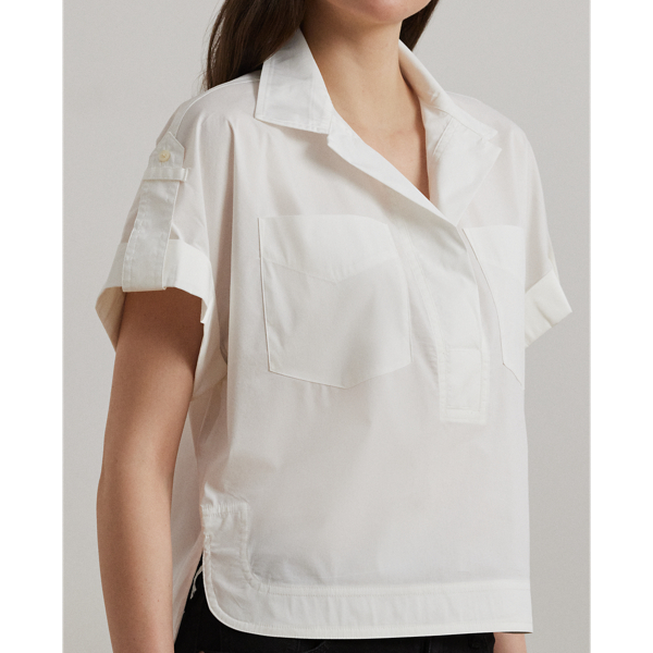 ラルフ・ローレン Lauren Ralph Lauren Cotton Blend Short Sleeve Camp Shirt レディース シャツ Cotton-Blend Short-Sleeve Camp Shirt for Women | Ralph