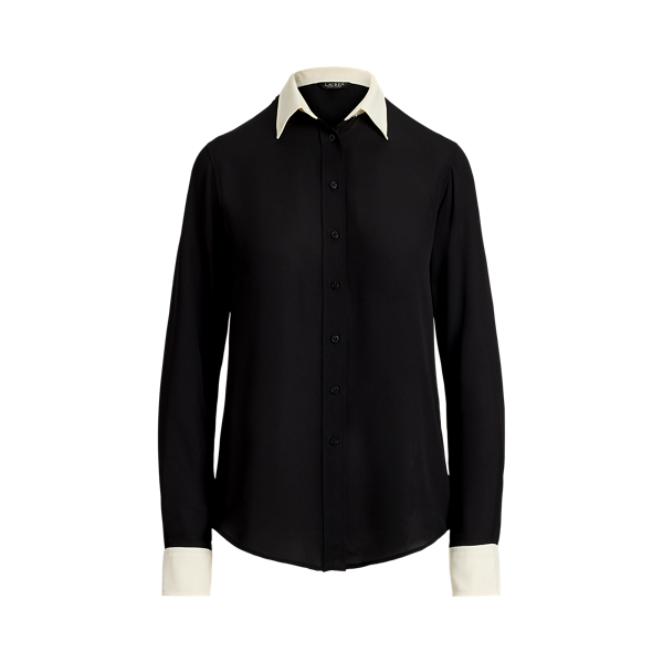 売れ筋商品|||ラルフローレン シャツ レディース トップス SLIM FIT BELTING PRINT JERSEY SHIRT - Button-down blouse - cream/multi-colored Slim Fit Belting-Print Jersey Shirt