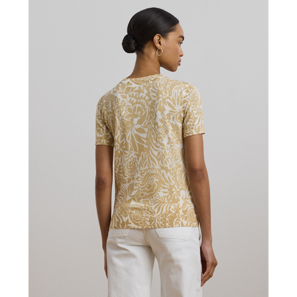 売れ筋商品|||ラルフローレン ニット&セーター アウター レディース Women's Floral Linen-Cotton Short-Sleeve Sweater White/Blue Floral Linen-Cotton Short-Sleeve Sweater