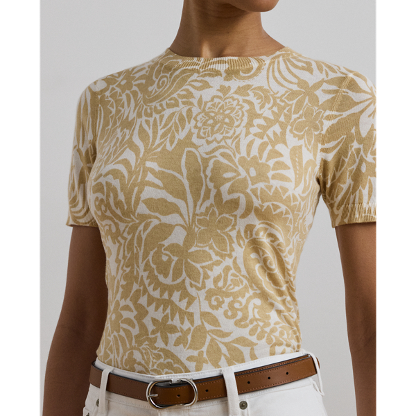 売れ筋商品|||ラルフローレン ニット&セーター アウター レディース Women's Floral Linen-Cotton Short-Sleeve Sweater White/Blue s7-AI200971168001_alternate10