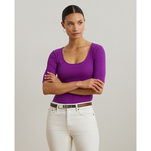 Purple Dawn Geripptes T-Shirt aus Baumwollmischung Lauren 1