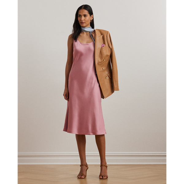 Rose Mauve Ärmelloses Cocktailkleid aus Charmeuse Lauren 1