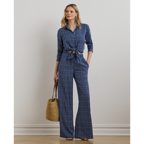 売れ筋商品|||ラルフローレン シャツ レディース トップス Classic Fit Geo Print Crepe Shirt - Button-down blouse - blue/white s7-AI200970743001_alternate10?