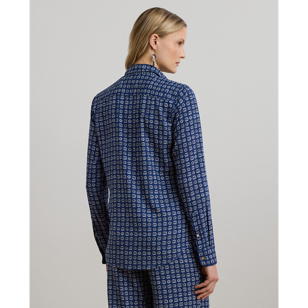 Classic Fit Geo-Print Crepe Shirt