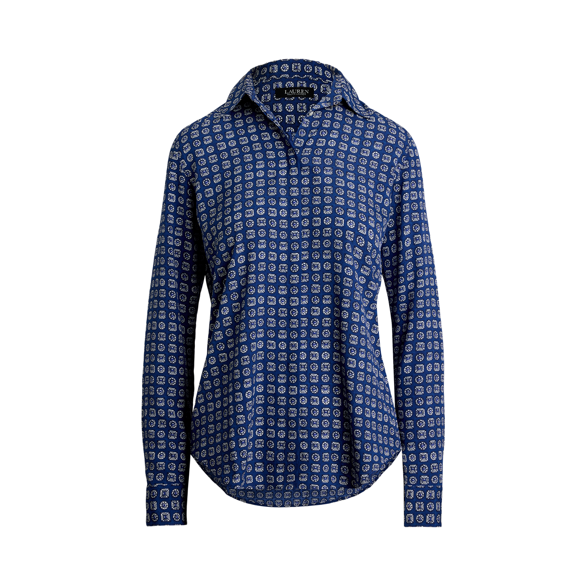 売れ筋商品|||ラルフローレン シャツ レディース トップス Classic Fit Geo Print Crepe Shirt - Button-down blouse - blue/white Classic Fit Geo-Print Crepe Shirt