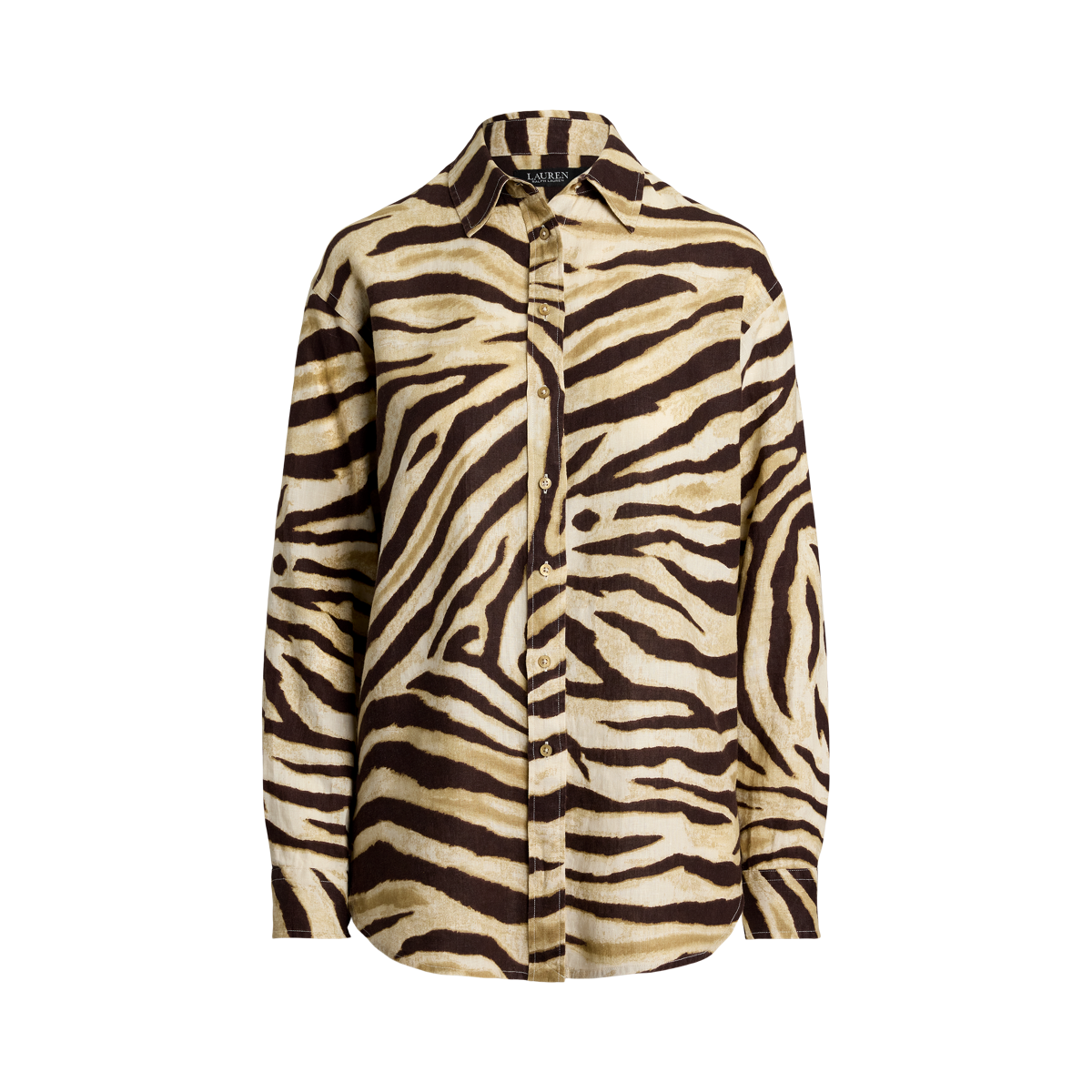 ラルフ・ローレン Lauren Ralph Lauren Plus Size リラックスフィット Zebra-print Linen Shirt レデ Women's Lauren Ralph Lauren Plus Size Relaxed Fit Zebra