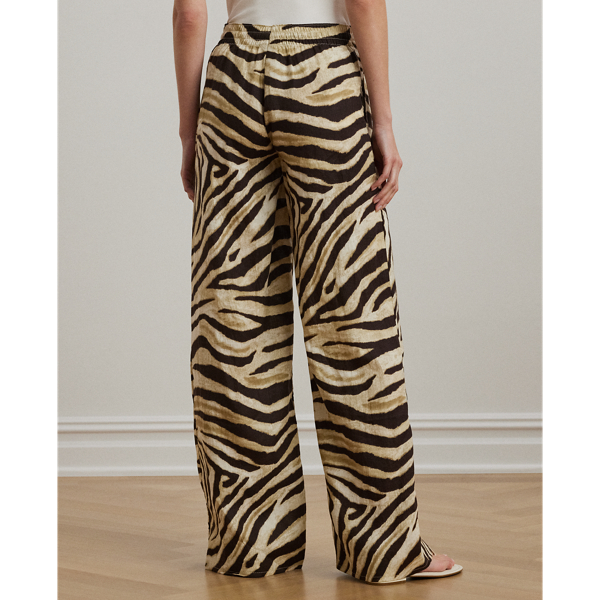 Zebra-Print Linen Wide-Leg Pant