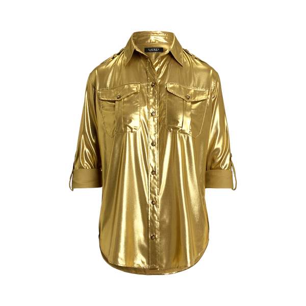 Band-Collar Linen Shirt