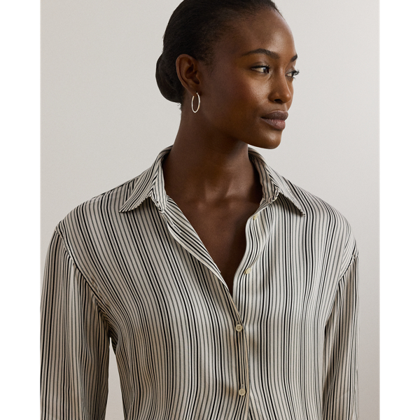 LAUREN RALPH LAUREN / ローレン ラルフ ローレン リラックス フィット ストライプド サテン シャツ リラックス フィット ストライプド サテン シャツ | ラルフ