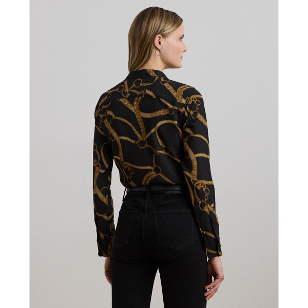 LAUREN RALPH LAURENハウンドトゥースクレープタイネック シャツ 今だけお値下げ】LAUREN RALPH LAURENクレープタイネックシャツ