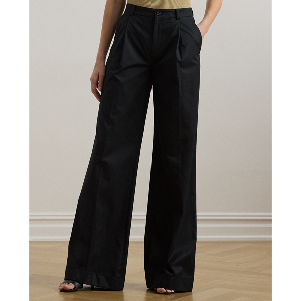 Pantalon large à pinces sergé de coton